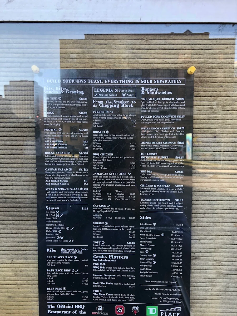 Menu, The Smoque Shack (Fumoir SmoQue Shack)