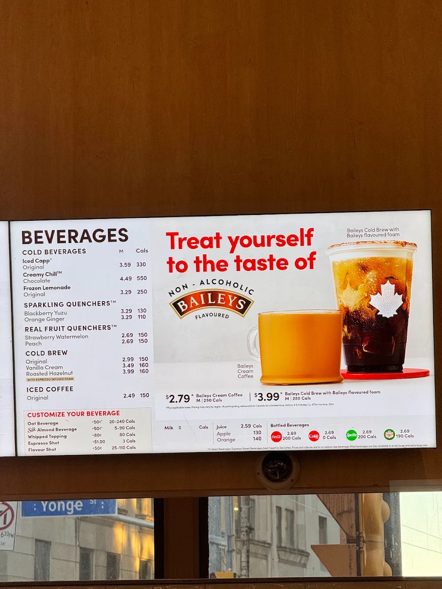 Menu, Tim Hortons