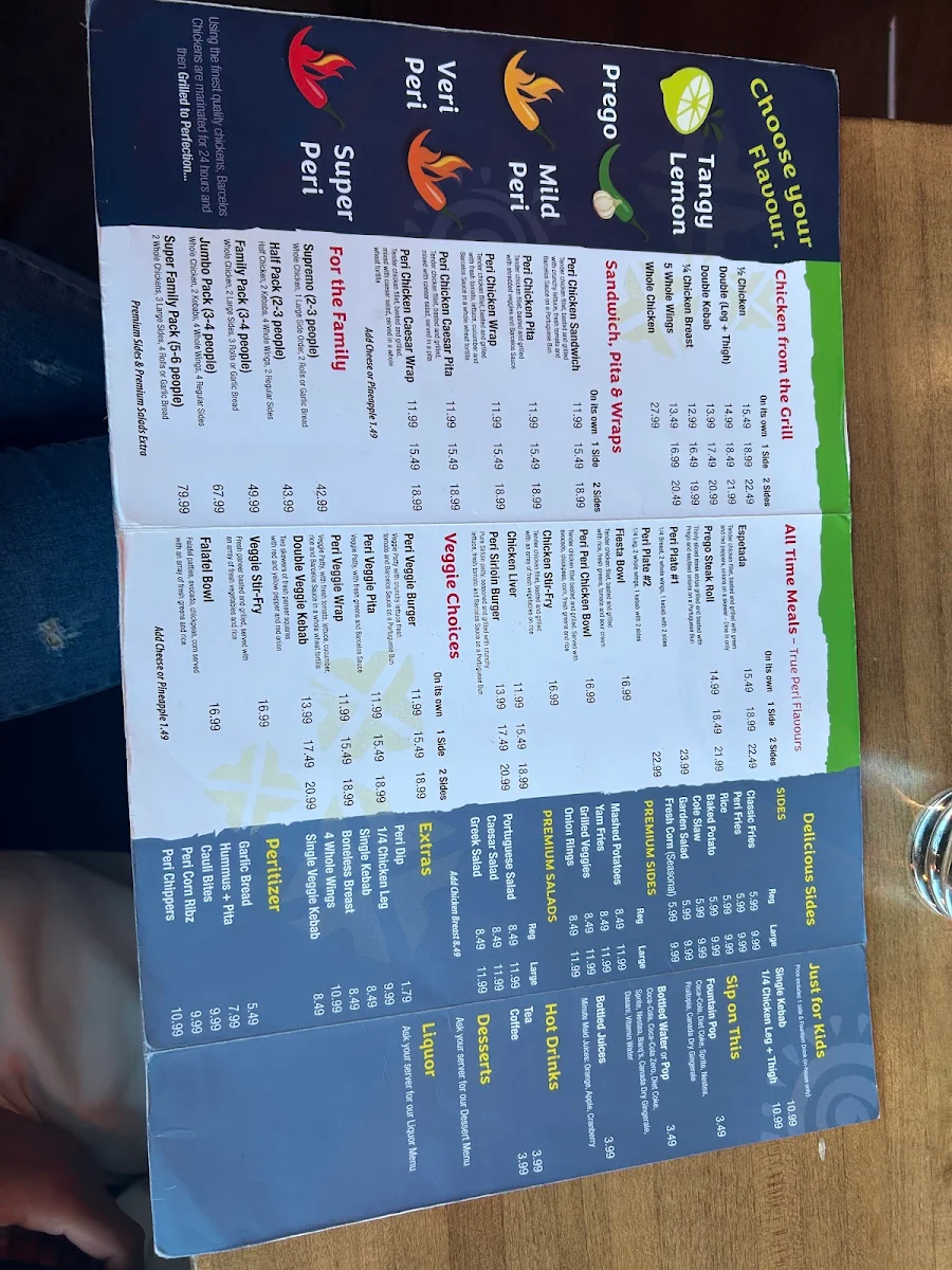 Menu, Barcelos Flame Grilled Chicken