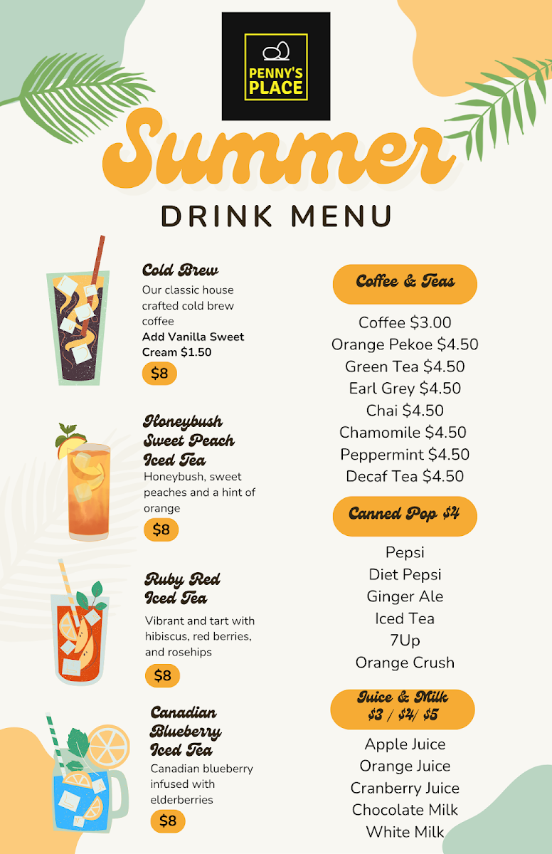 Menu, Penny's Place