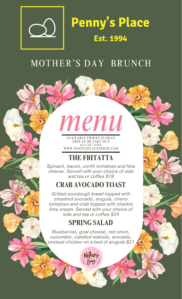 Menu, Penny's Place