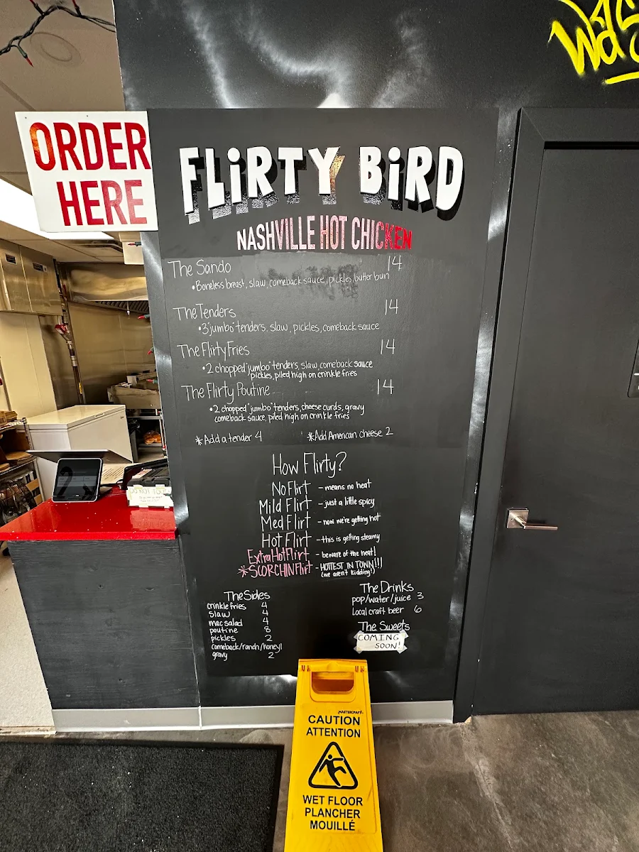 Menu, Flirty Bird Nashville Hot Chicken
