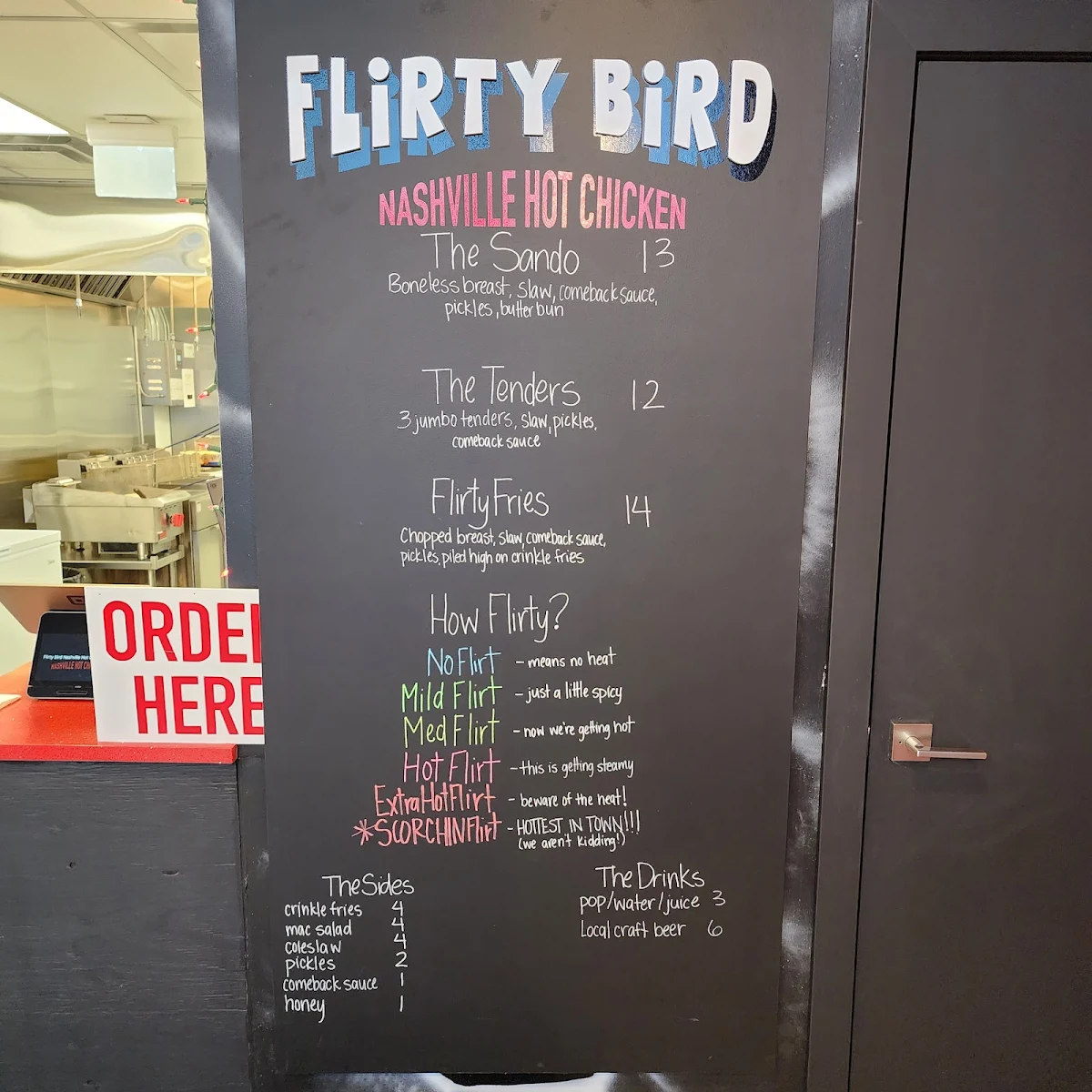 Menu, Flirty Bird Nashville Hot Chicken
