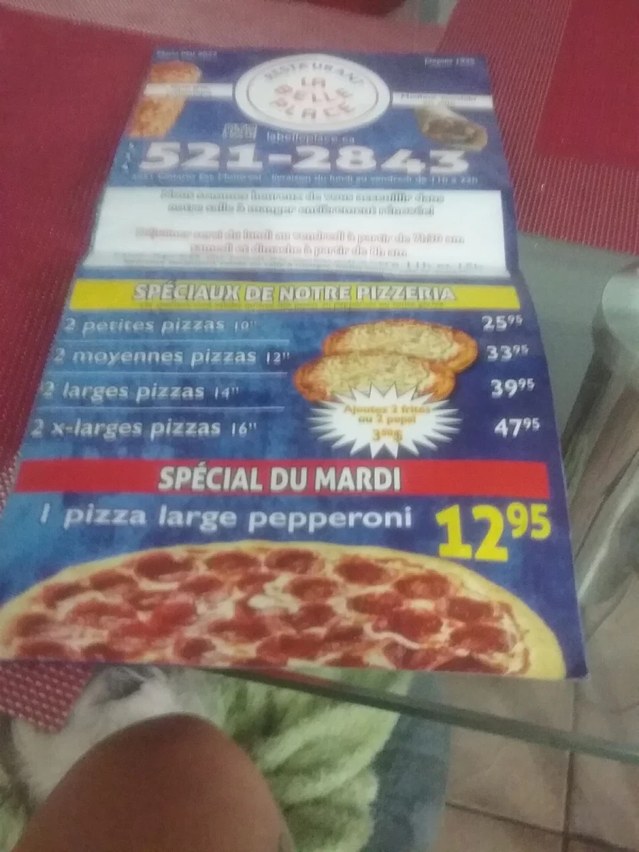 Menu, La Belle Place