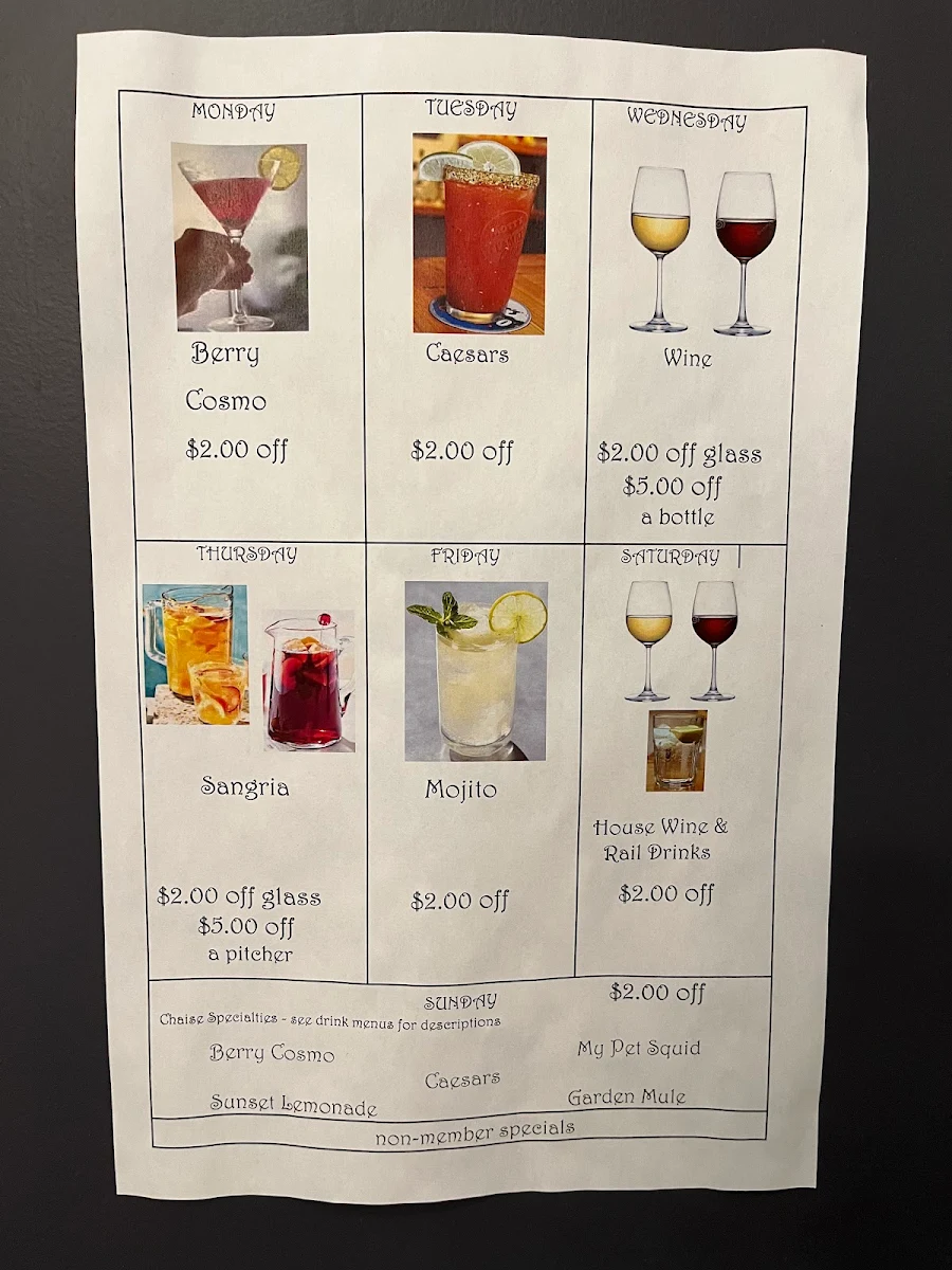 Menu, Chaise Café & Lounge