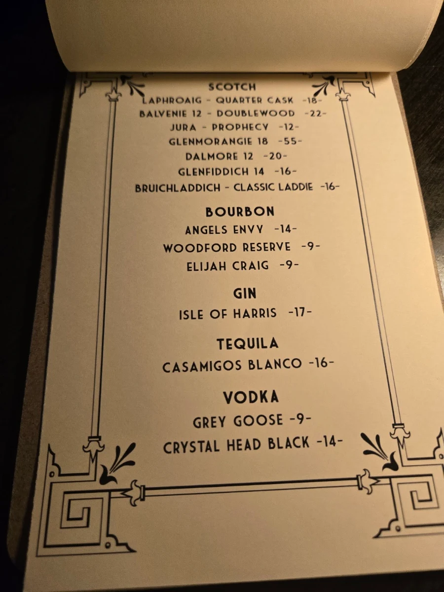 Menu, The Albion