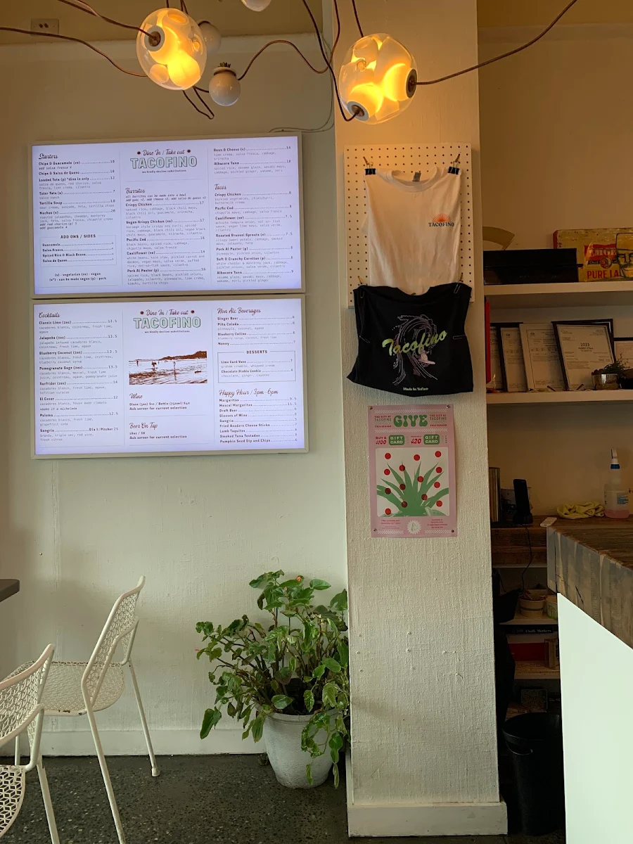 Menu, Tacofino Hastings