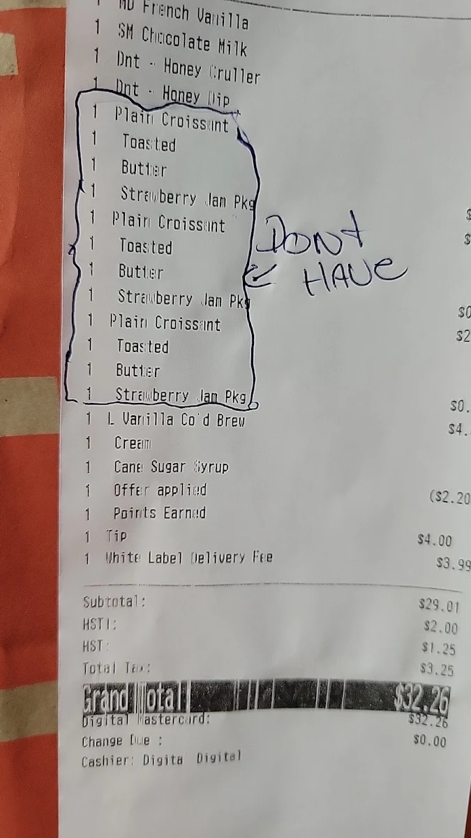 Menu, Tim Hortons