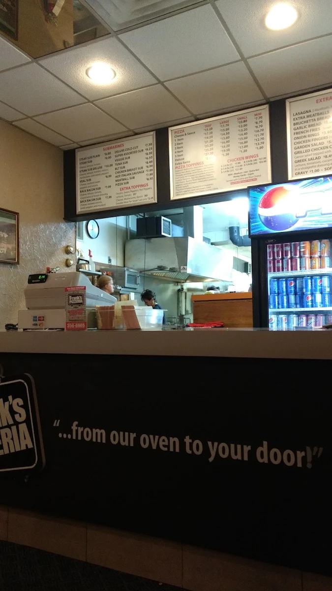 Menu, Frank's Pizzeria