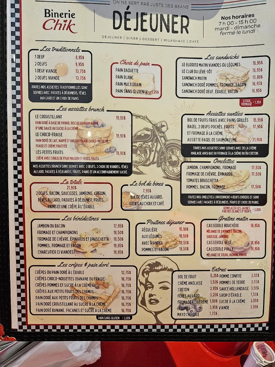 Menu, Binerie Chik