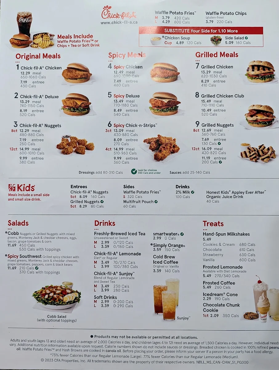 Menu, Chick-fil-A