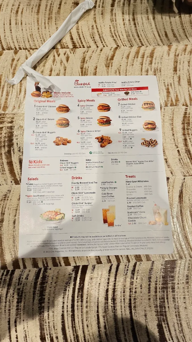 Menu, Chick-fil-A