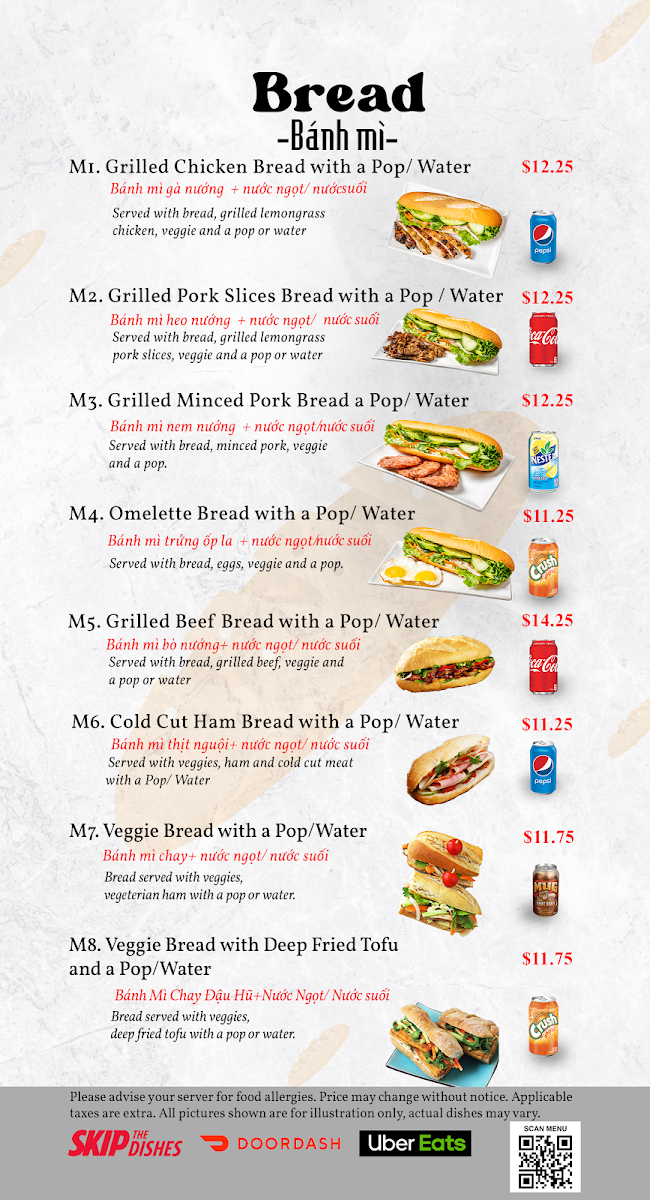Menu, Solar Pho