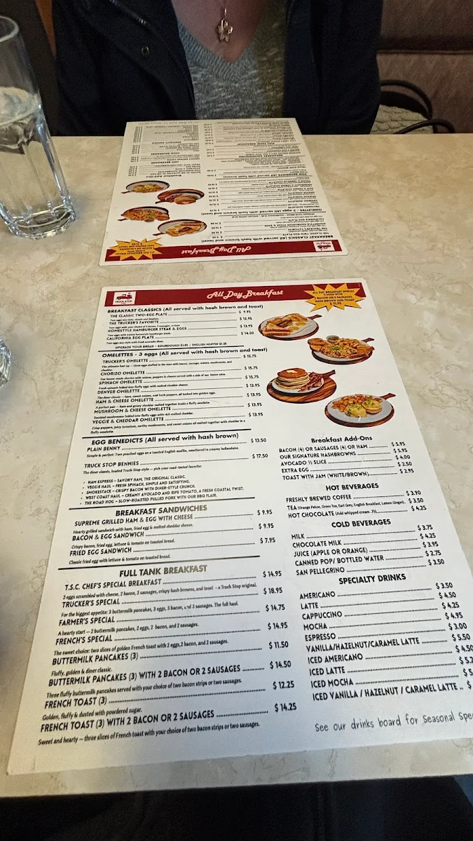 Menu, Truck Stop Cafe