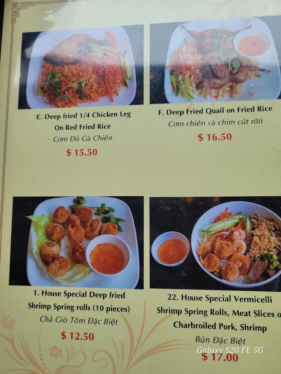 Menu, Pho 88 Noodle House