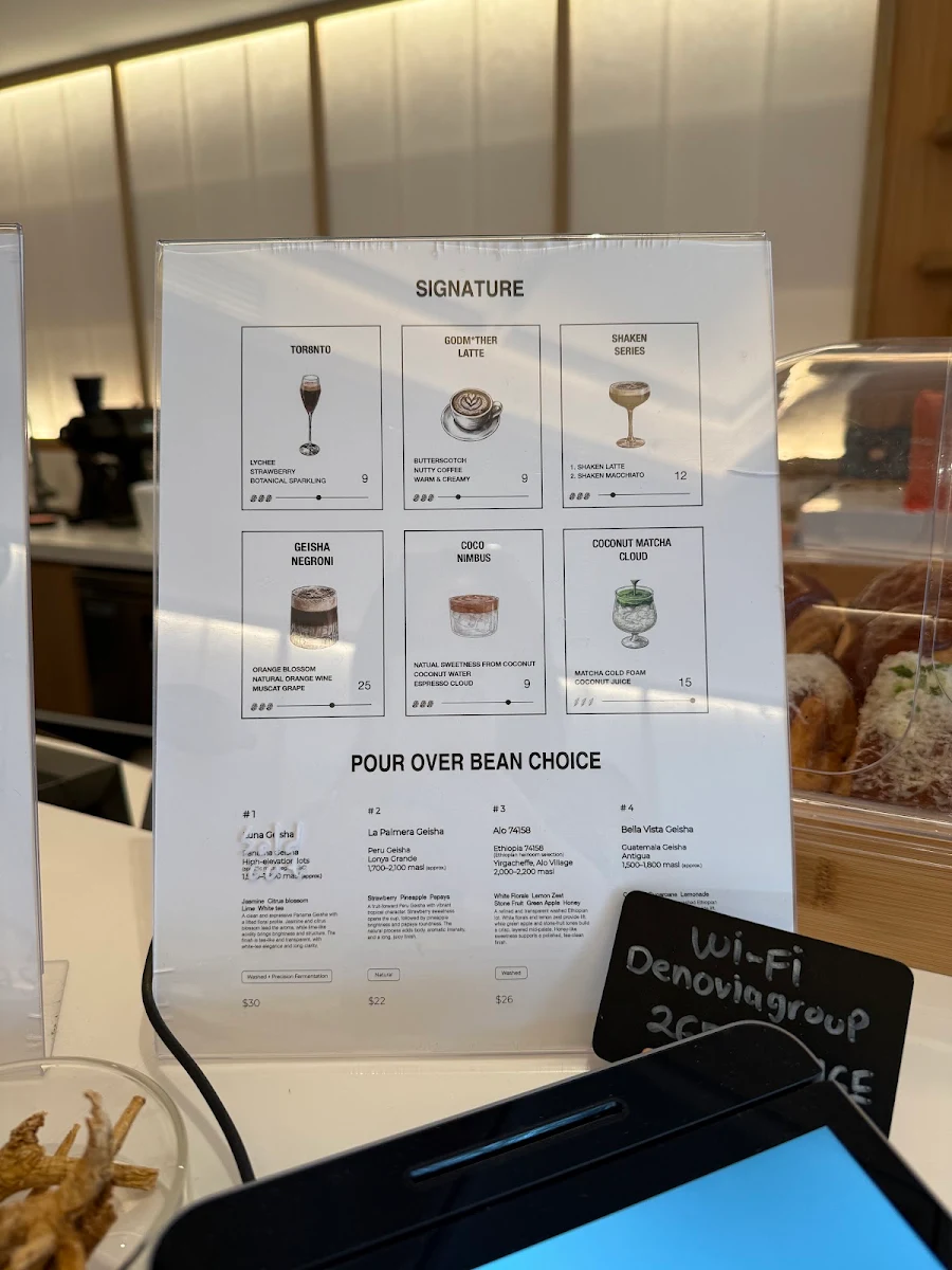 Menu, Denovia Cafe