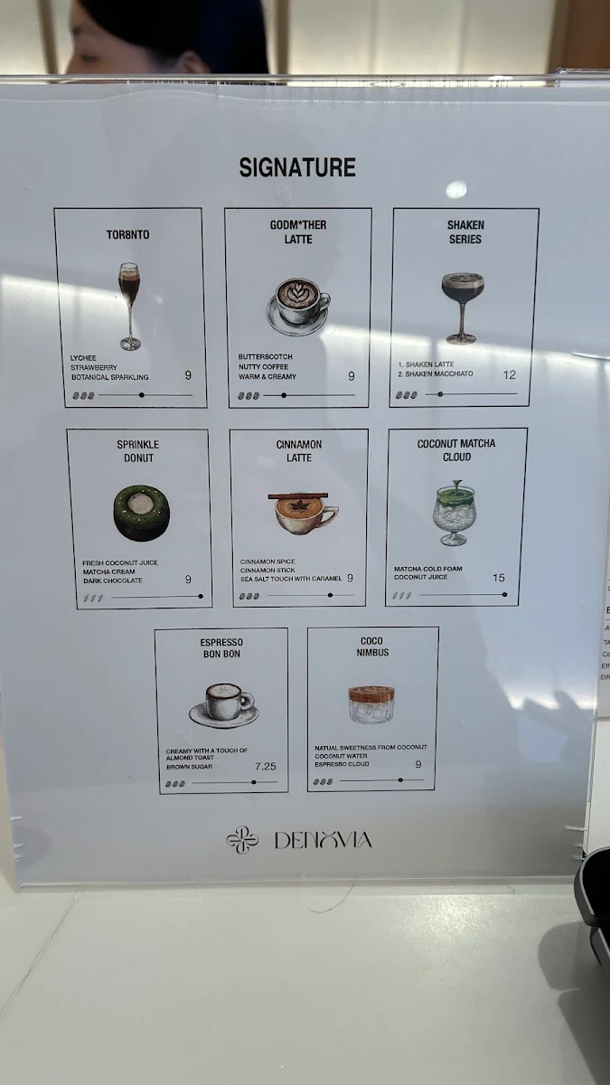 Menu, Denovia Cafe