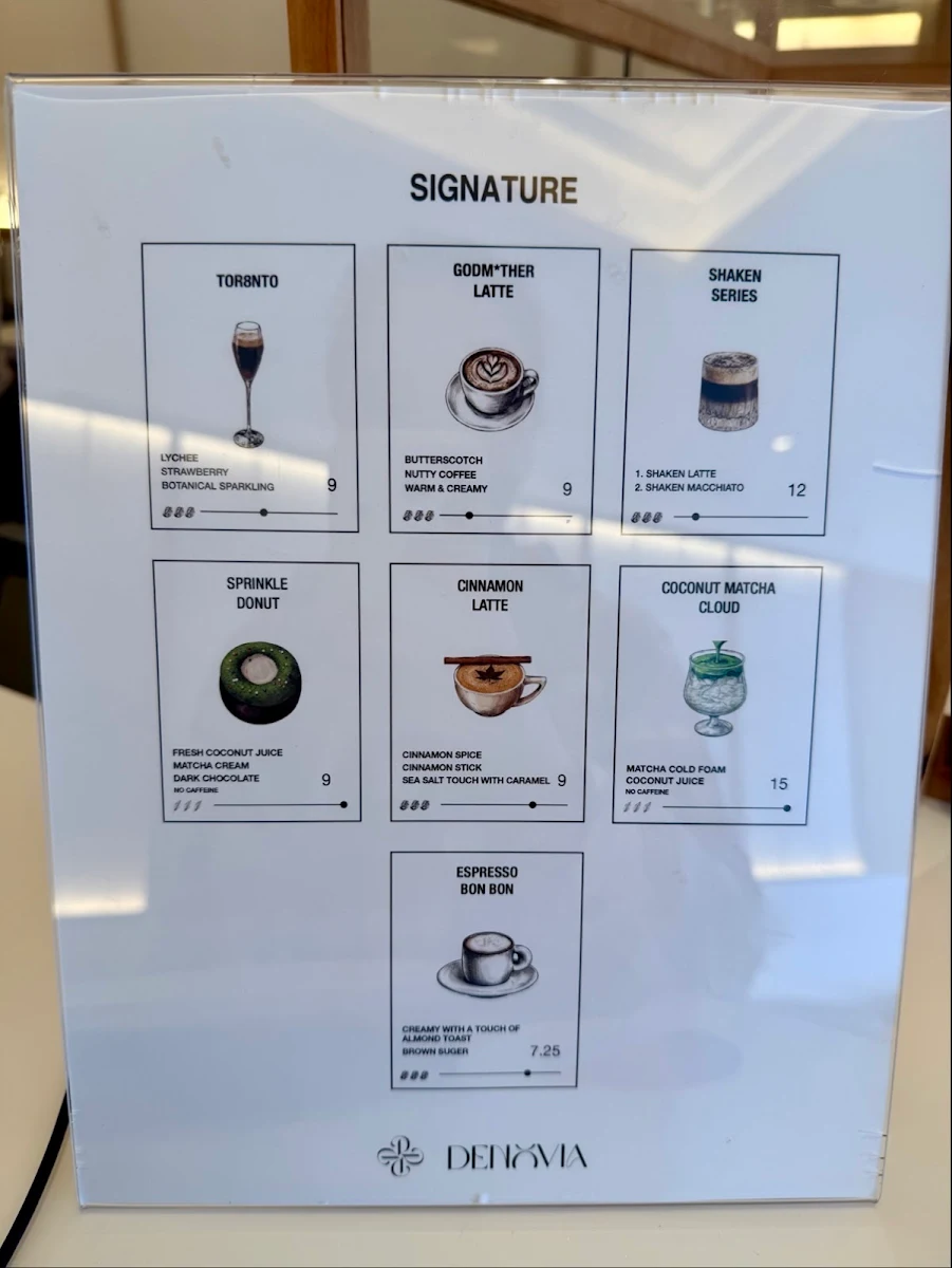 Menu, Denovia Cafe