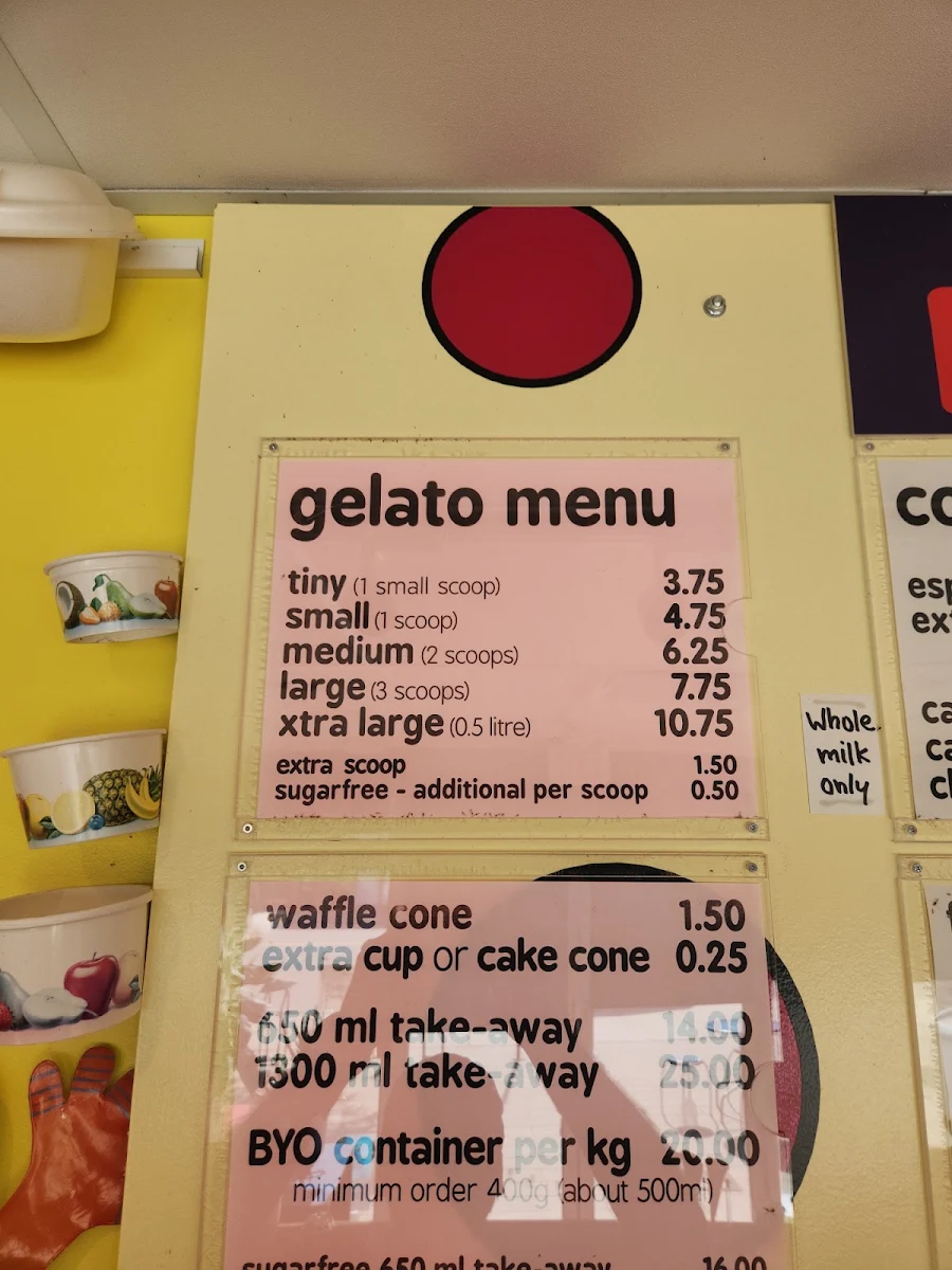 Menu, Roberto's Gelato