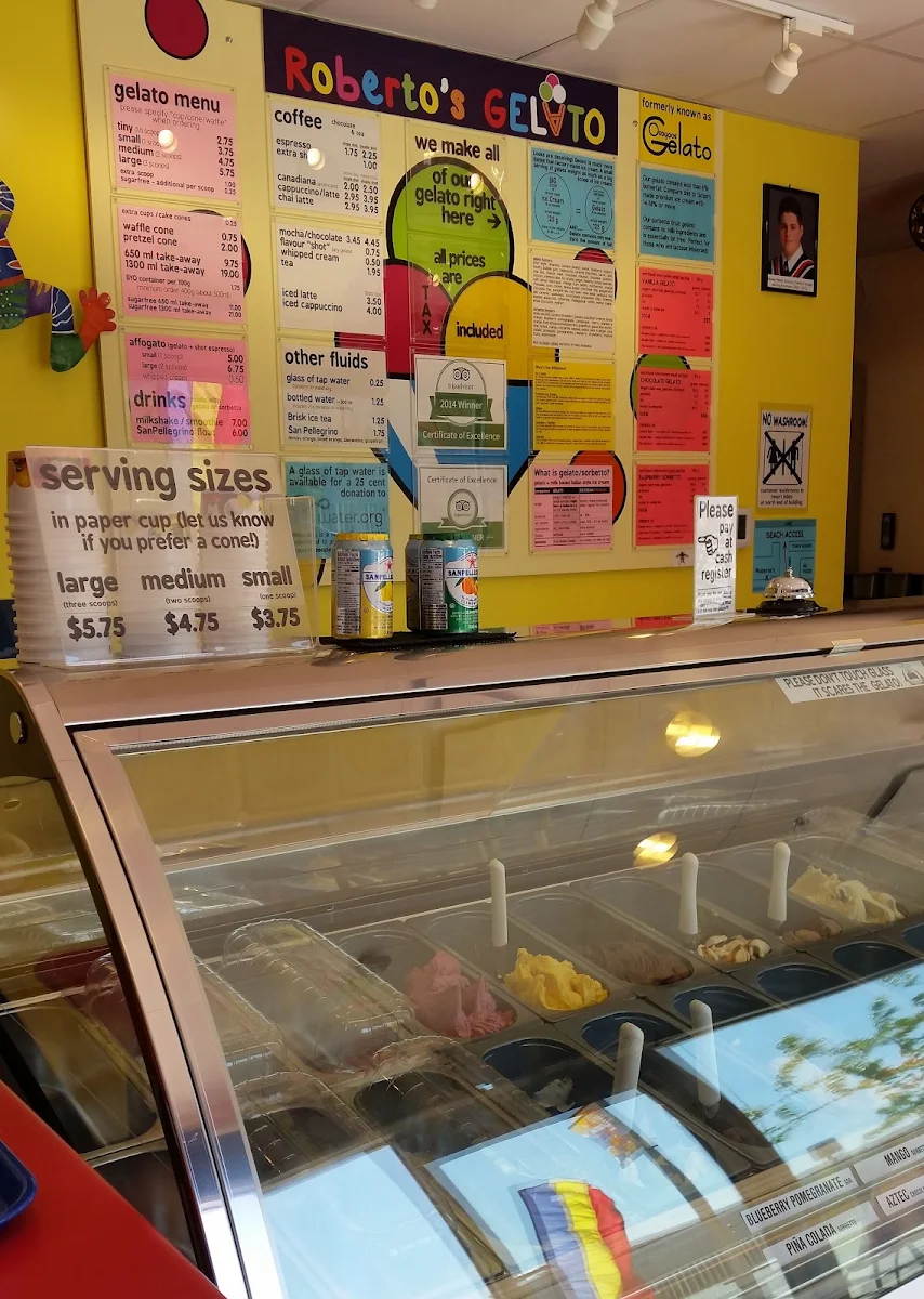 Menu, Roberto's Gelato