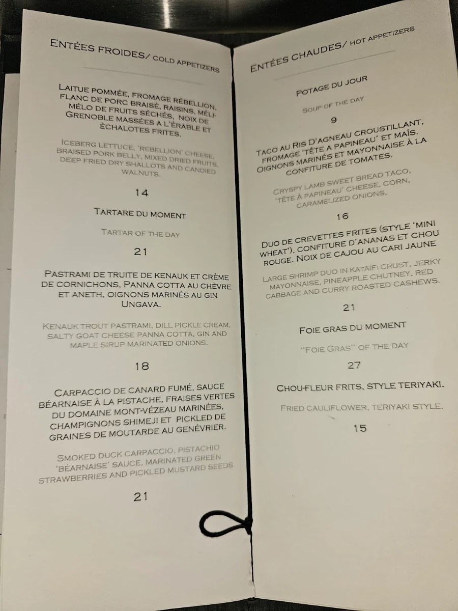 Menu, Napoléon
