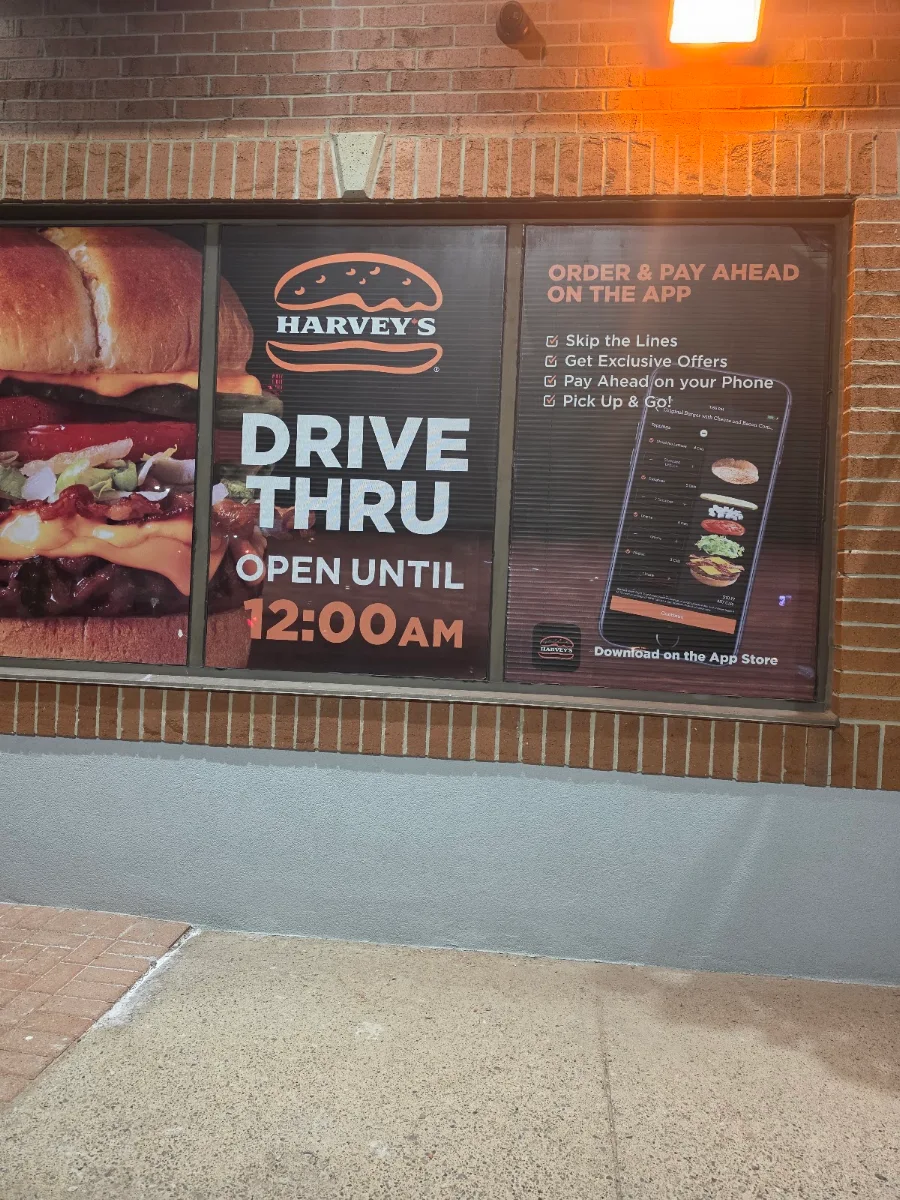 Menu, Harvey's