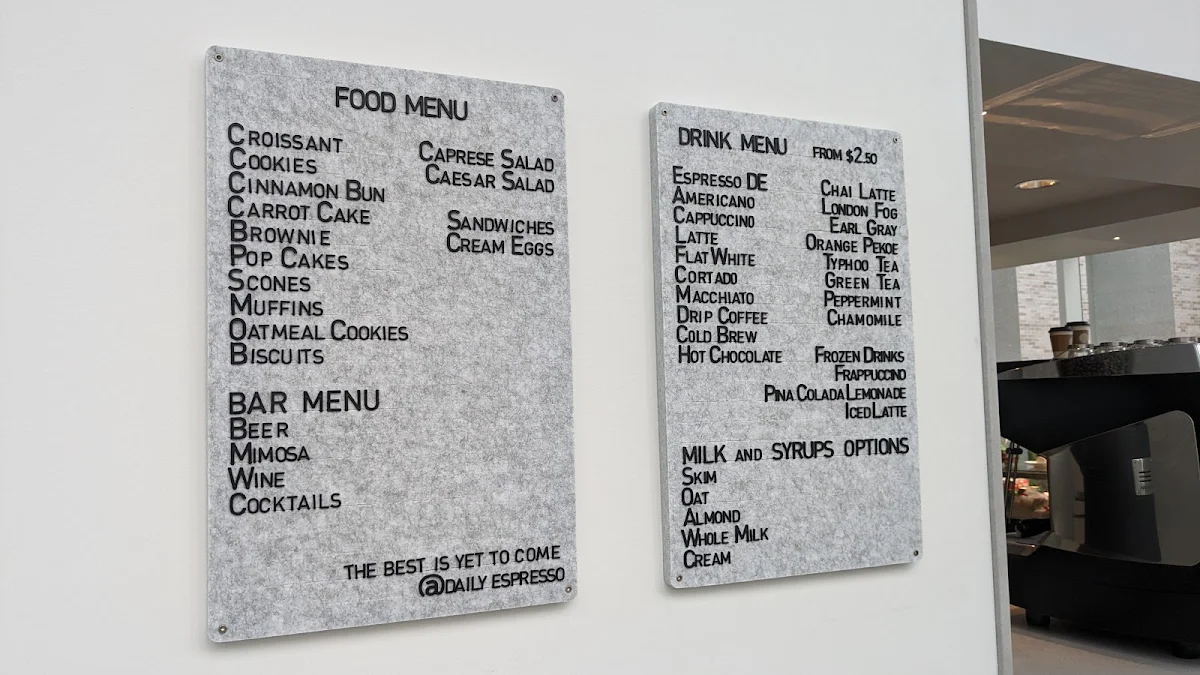 Menu, Daily Espresso