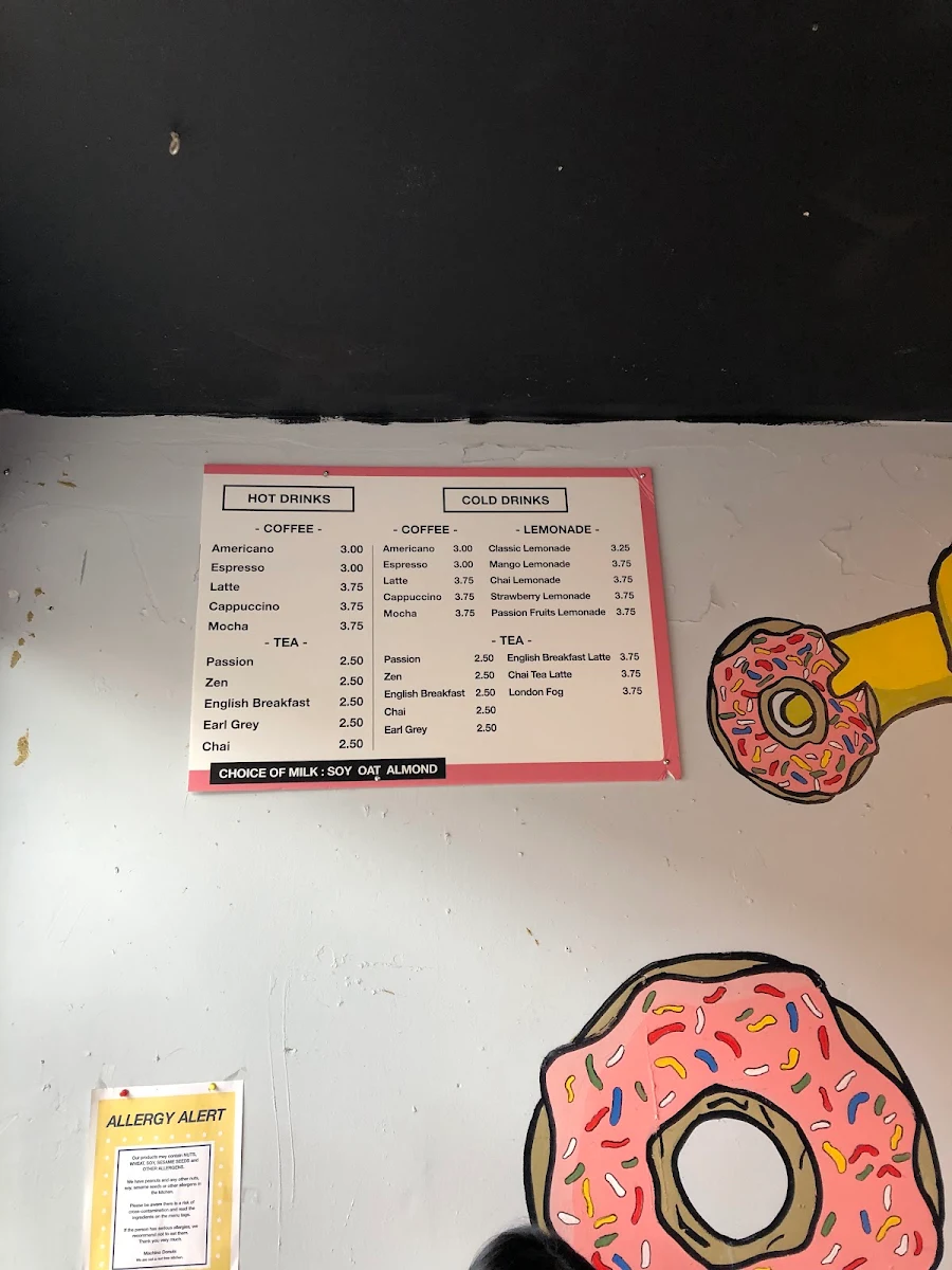 Menu, Machino Donuts