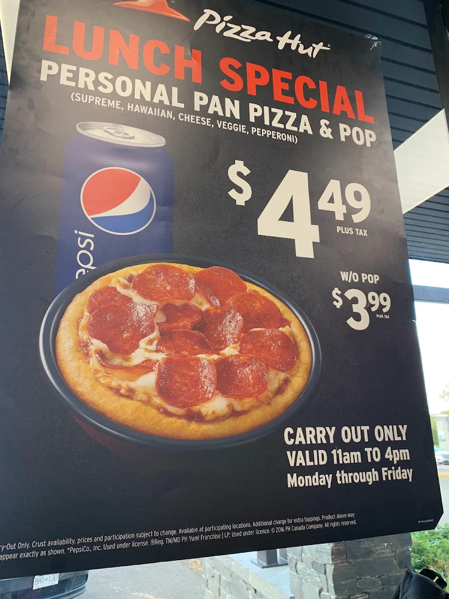 Menu, Pizza Hut
