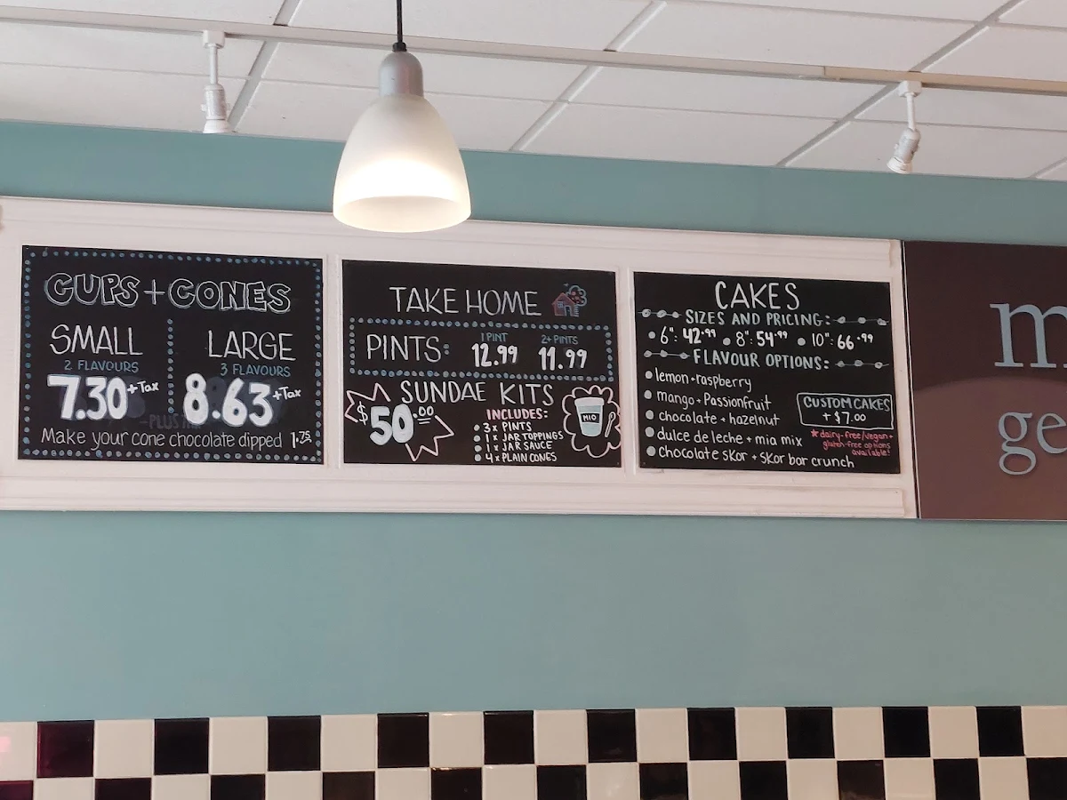 Menu, Mio Gelato