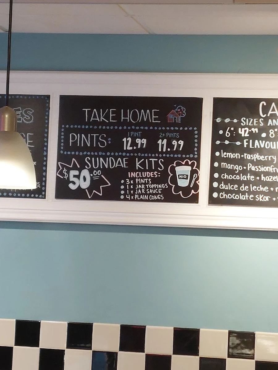 Menu, Mio Gelato