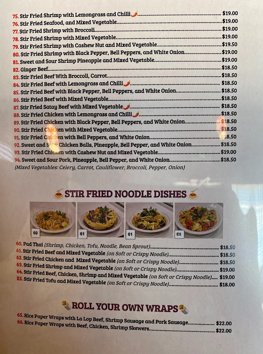 Menu, Viet Garden