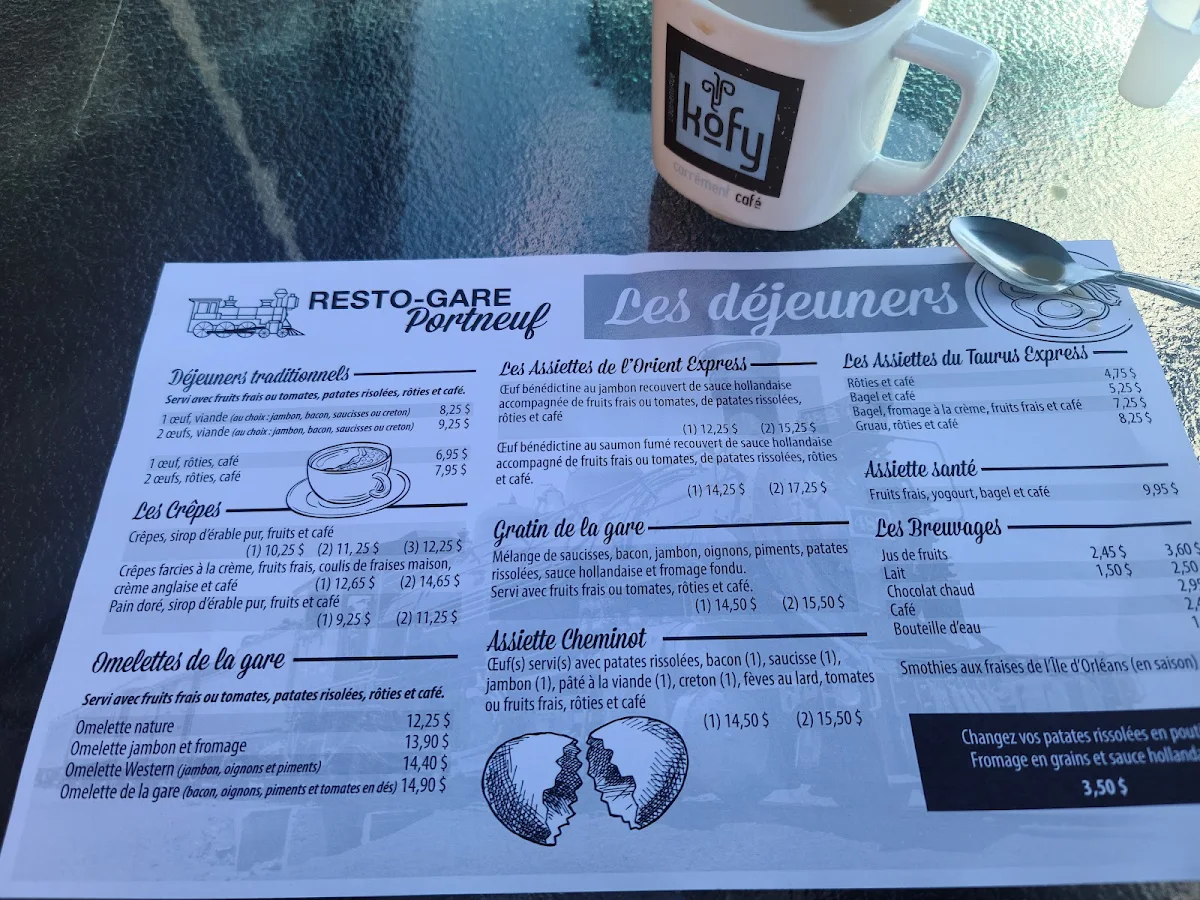 Menu, Resto-Gare de Portneuf
