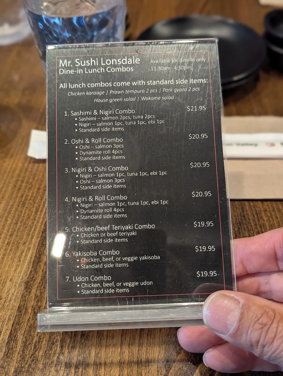 Menu, Mr. Sushi Lonsdale