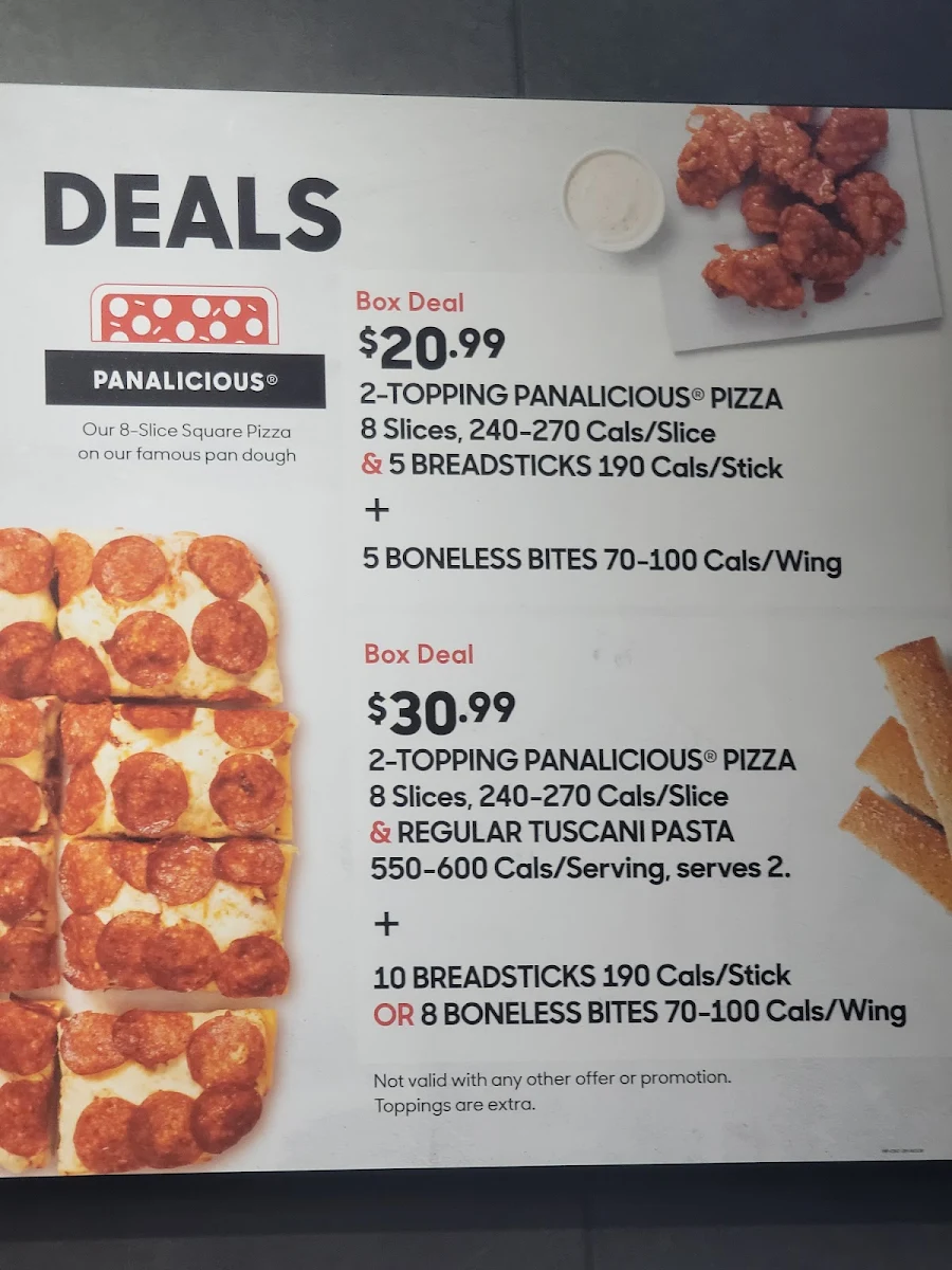 Menu, Pizza Hut