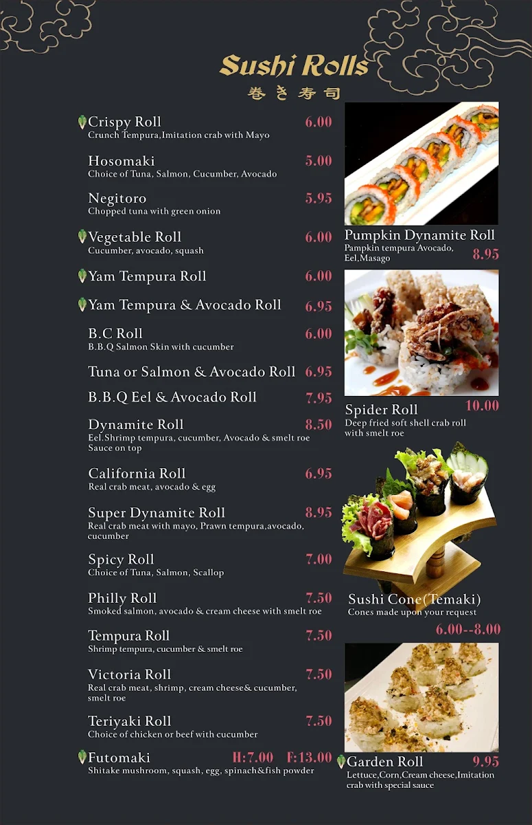 Menu, Chiba Sushi Restaurant