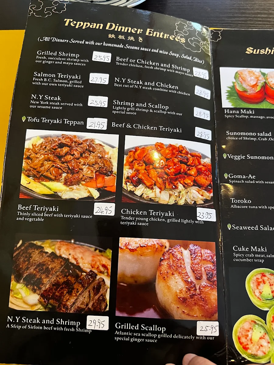 Menu, Chiba Sushi Restaurant