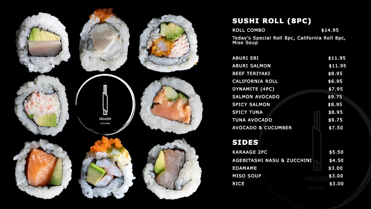 Menu, Ohashi Japanese