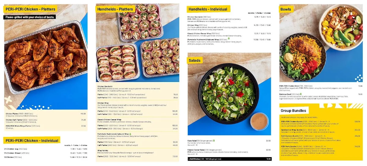 Menu, Nando's PERi-PERi