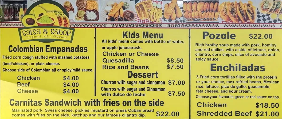 Menu, Salsa & Sabor
