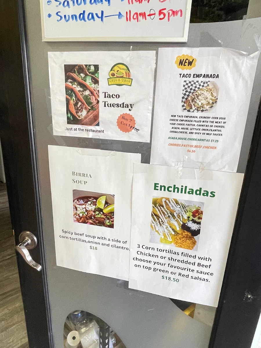 Menu, Salsa & Sabor