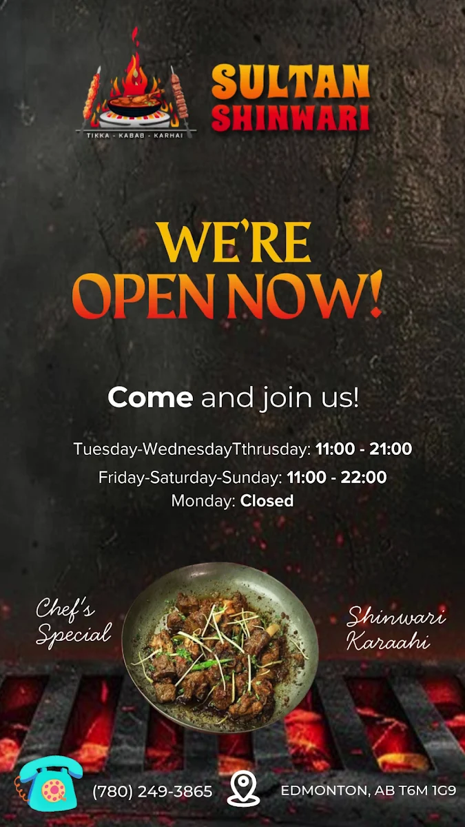 Menu, Sultan Shinwari