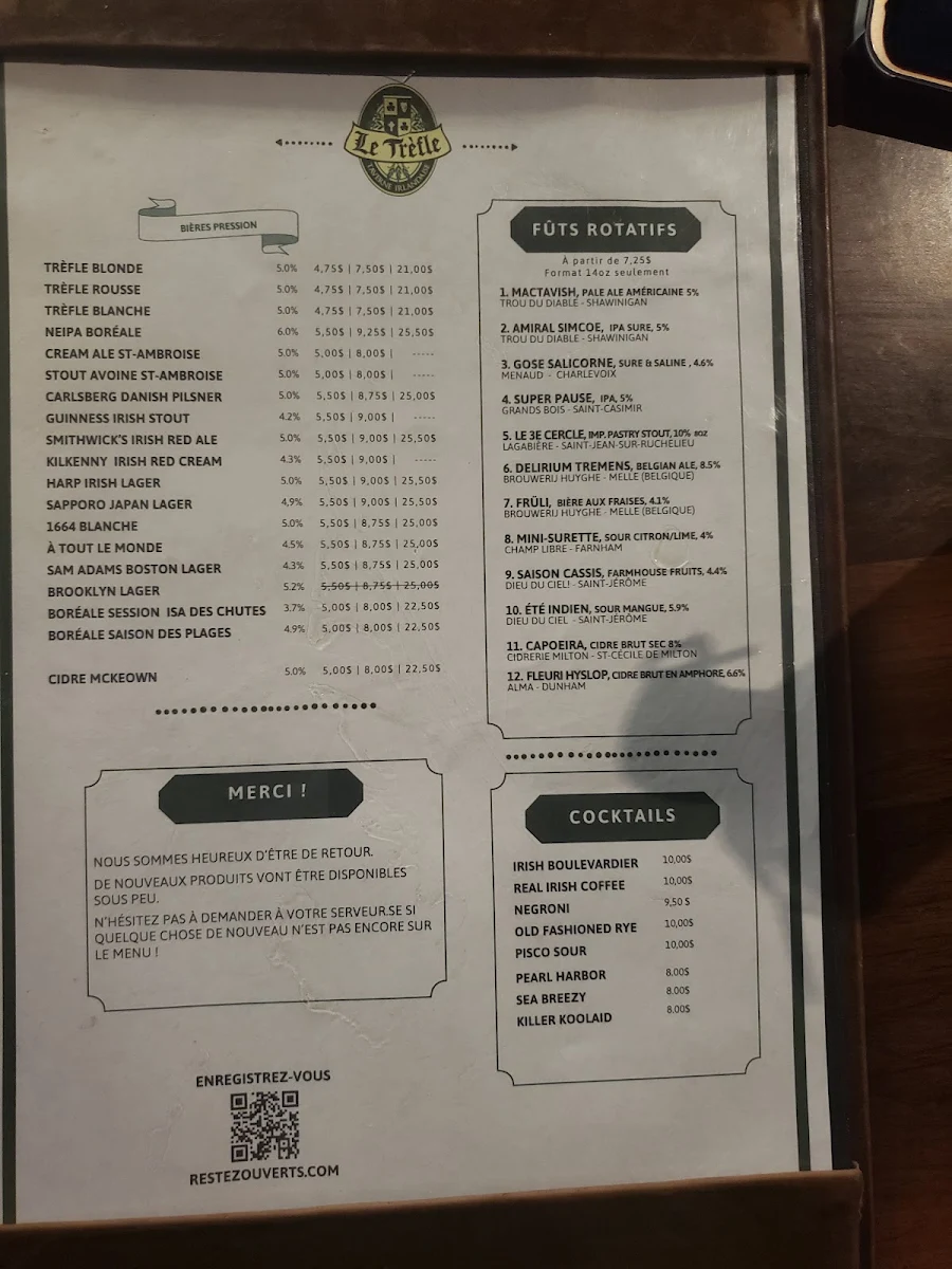 Menu, Le Trèfle