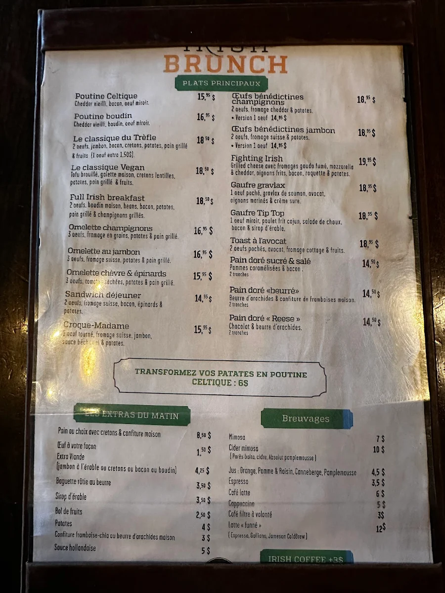Menu, Le Trèfle