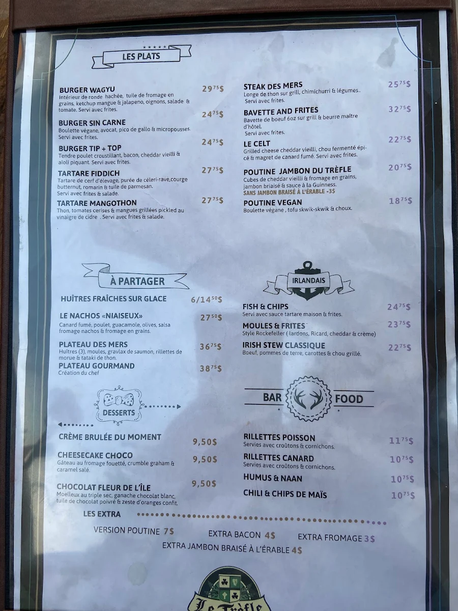 Menu, Le Trèfle