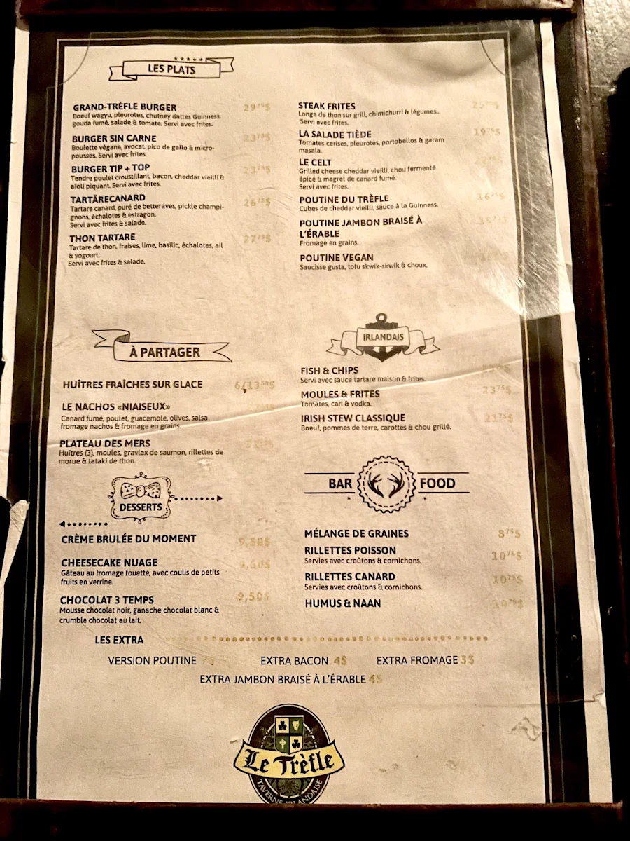 Menu, Le Trèfle