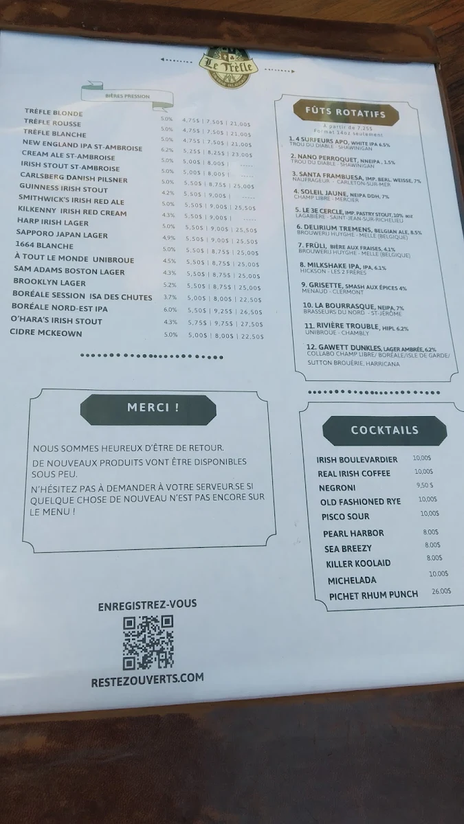 Menu, Le Trèfle