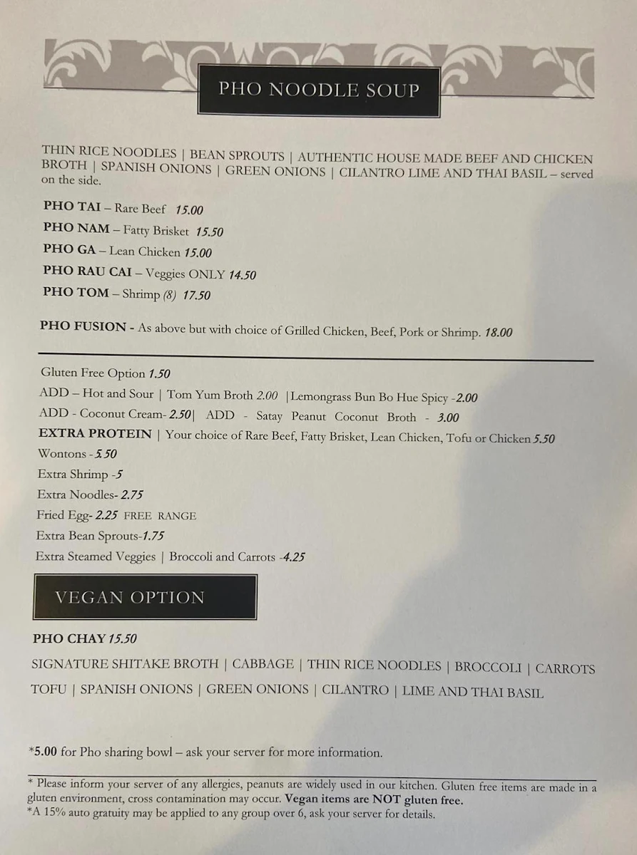 Menu, No.1 Noodle