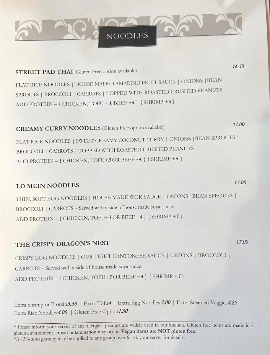 Menu, No.1 Noodle