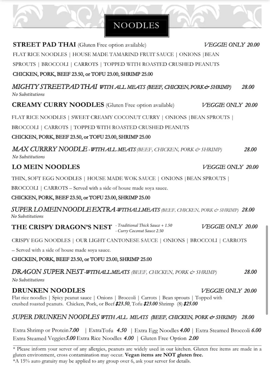 Menu, No.1 Noodle